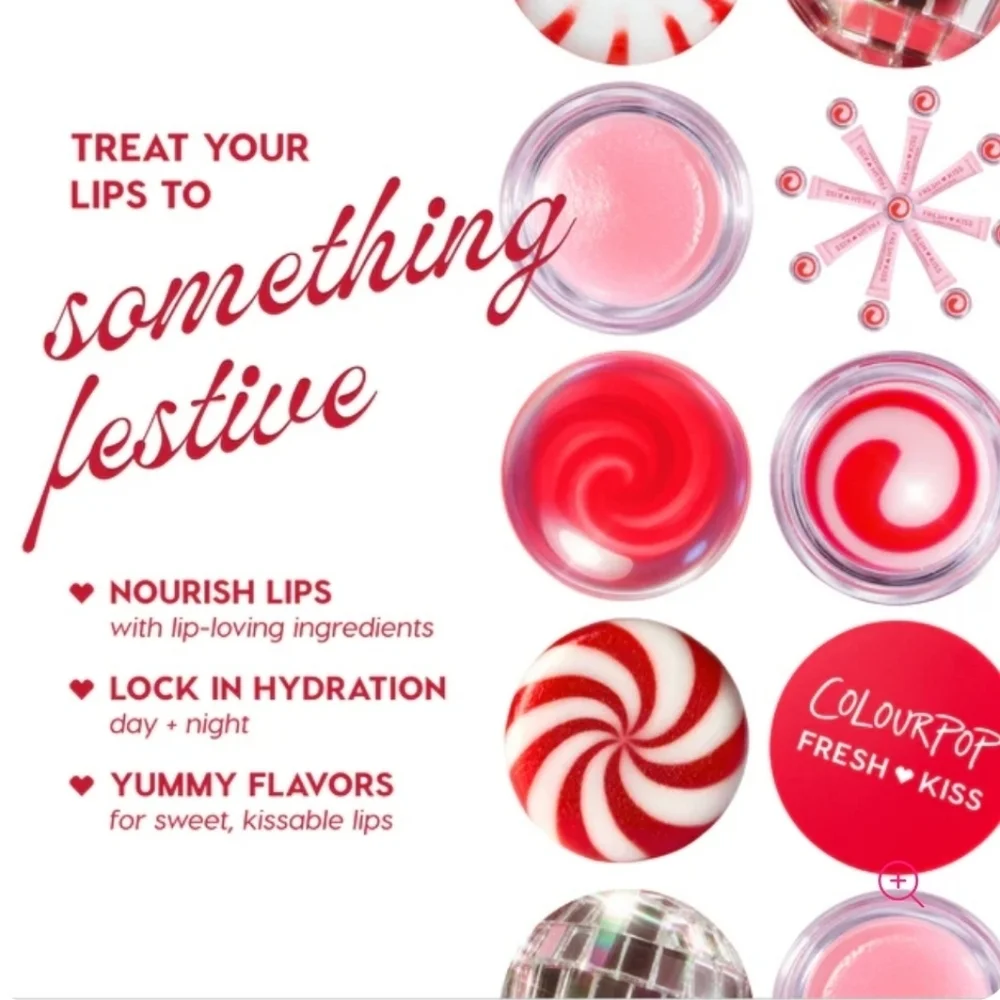 ColourPop Fresh Kiss Glossy Lip Balm: Candy Cane (Clear), .49oz, NIB
